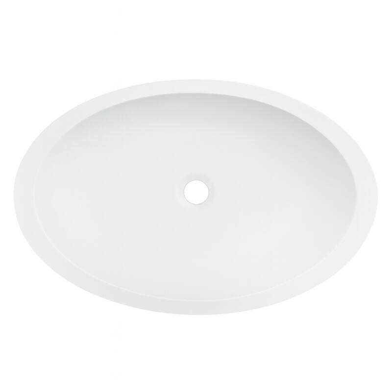 24 inch Auren Matte White Solid Surface Oval Vessel Sink