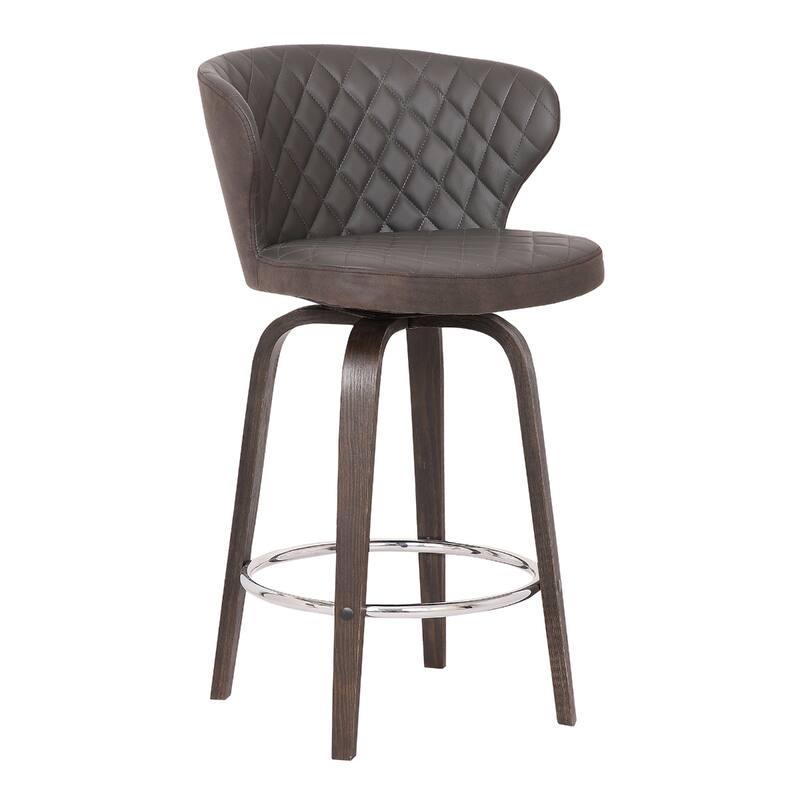 Brown Faux Leather Counter Height Bar Chair with Iron Frame - 20.5” x 20” x 36” (D x W x H)