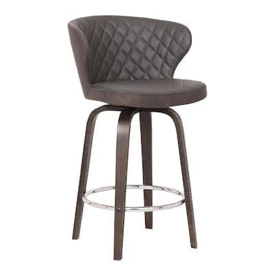 Brown Faux Leather Counter Height Bar Chair with Iron Frame - 20.5” x 20” x 36” (D x W x H)