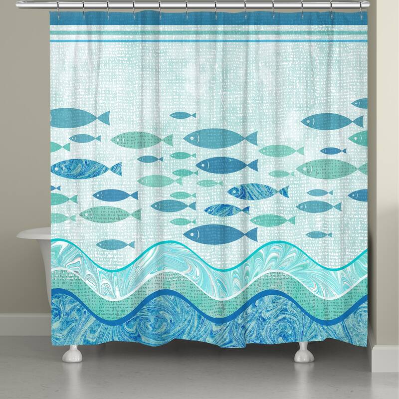 Swimming School Shower Curtain - Blue