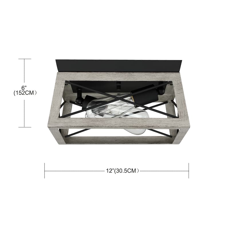2 Light Caged Square/Rectangle Flush Mount Fixture