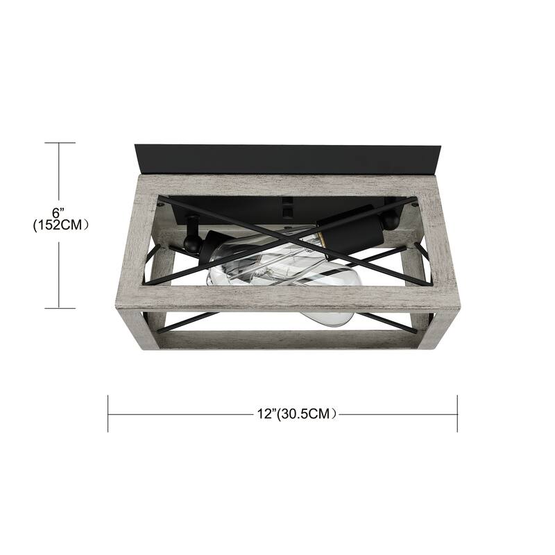 2 Light Caged Square/Rectangle Flush Mount Fixture