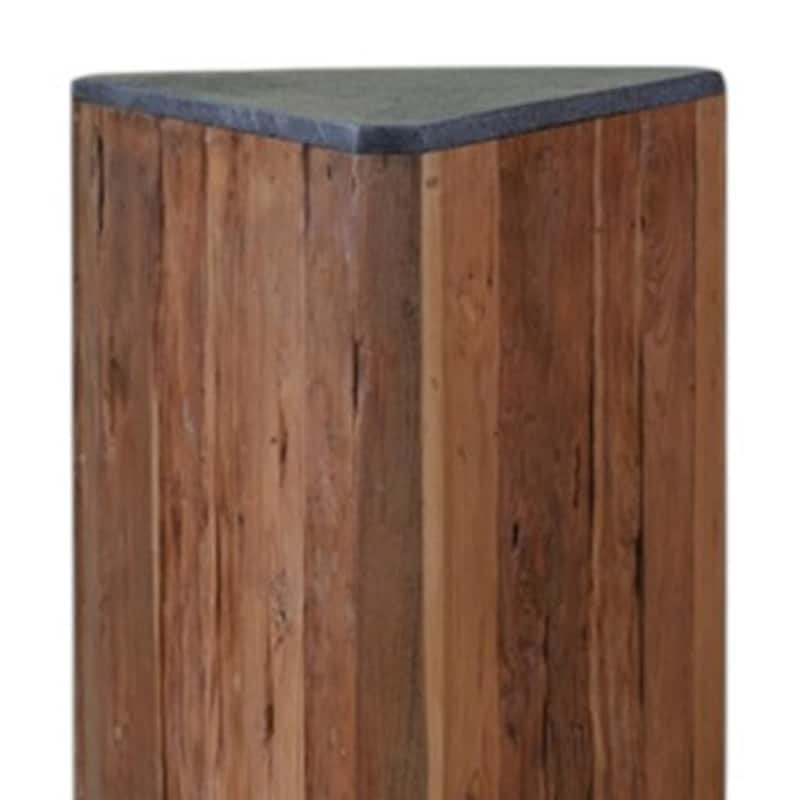 HomeRoots 24" Natural And Charcoal Reclaimed Wood And Stone Block End Table - 19.70 in. x 23.60 in. x 19.70 in.