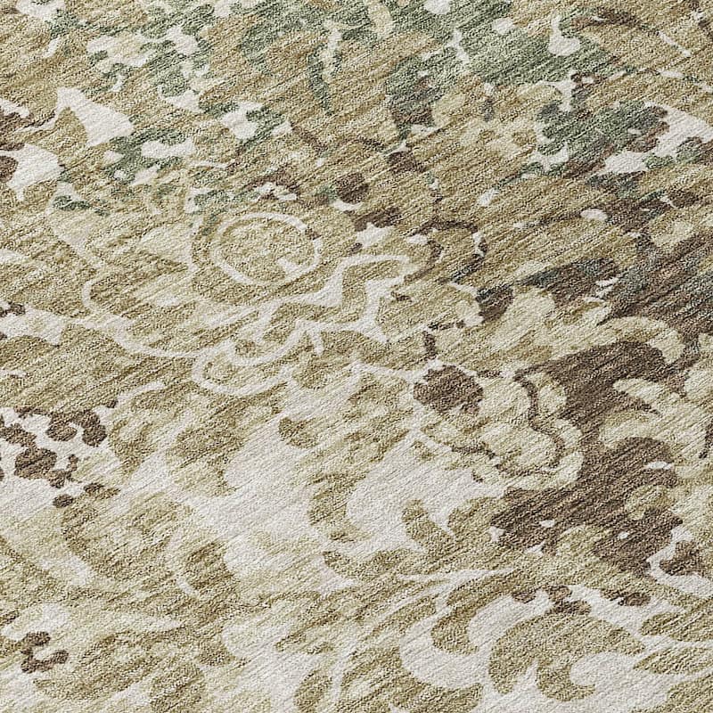 Machine Washable Indoor/ Outdoor Chantille Abstract Damask Rug