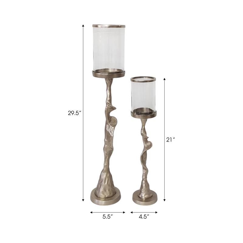 Metal Candle Holder Tabletop Sculptural Base (Set of 2) - 30" Silver - 29.5"