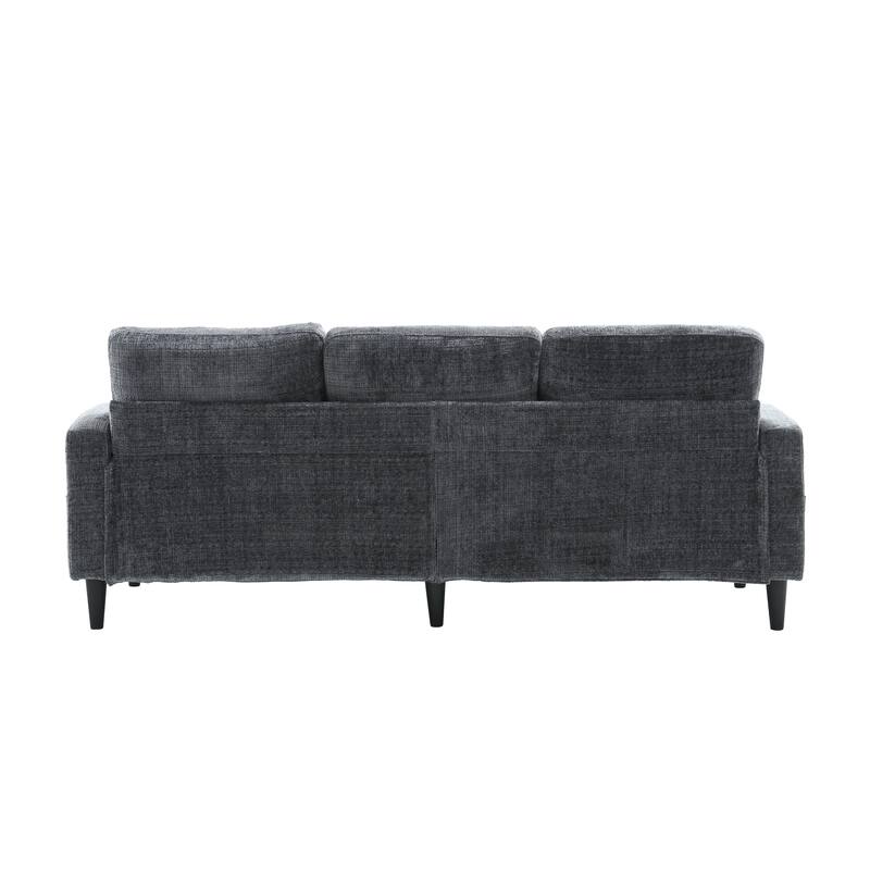 Modular Sectional Sofa with Storage Ottoman, Comfy Chenille Fabric Sofa, 3-Seater Sofa with Side Pockets & 2 Cup Holders