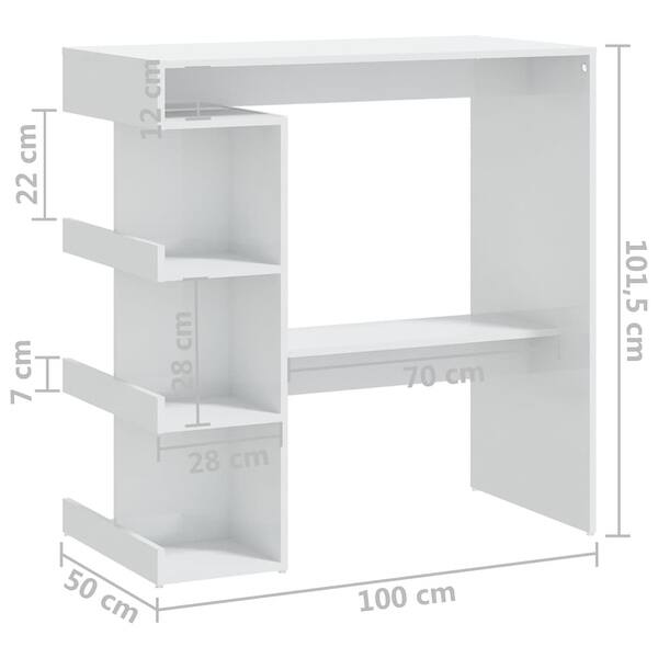 dimension image slide 5 of 8, vidaXL Bar Table with Storage Rack 39.4"x19.7"x40" Engineered Wood - 39.4" x 19.7" x 40"