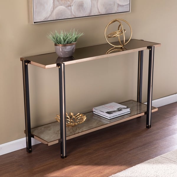 slide 2 of 8, SEI Furniture Thornberry Transitional Champagne Metal Console Table