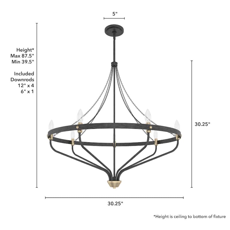 Hunter Merlin Geometric Metal Chandelier - Foyer, Dining Room, Living Room - Industrial, Contemporary
