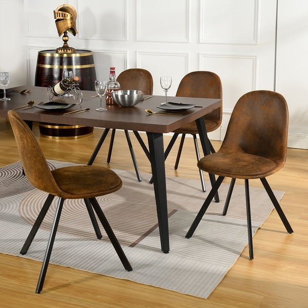 Dining Chair Set of 4 Suede Fabric Side Seating with Black Metal Legs On Sale Bed Bath Beyond 37993344