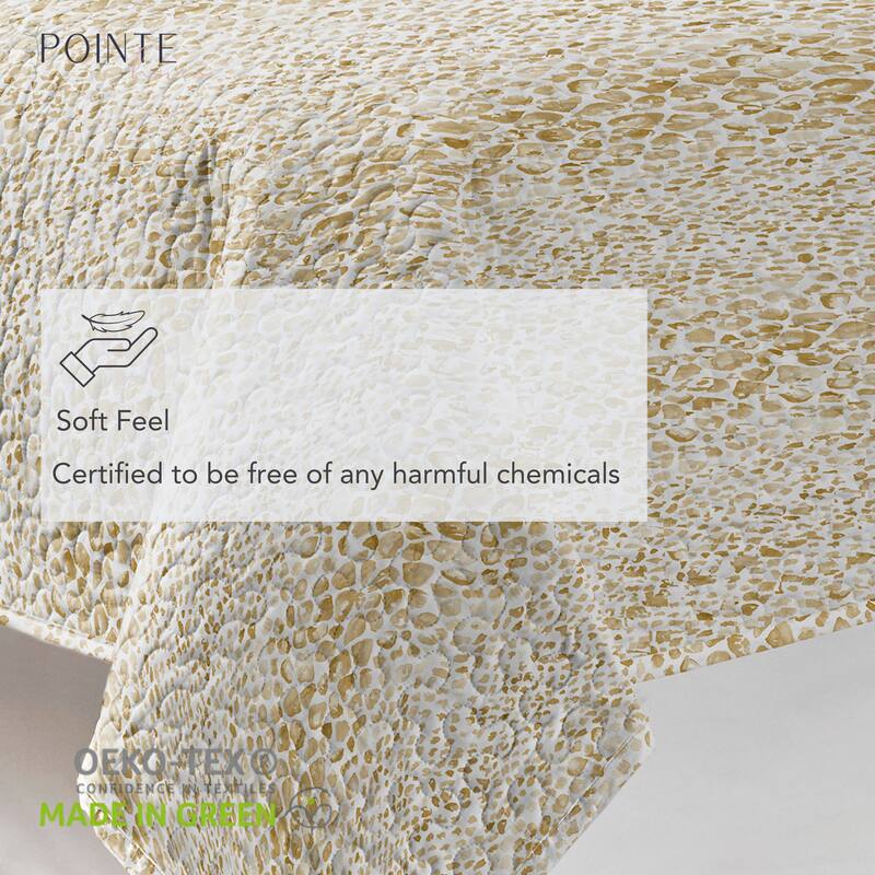 Pointehaven Percale Cotton Oversized Printed Scroll Design Quilt Set