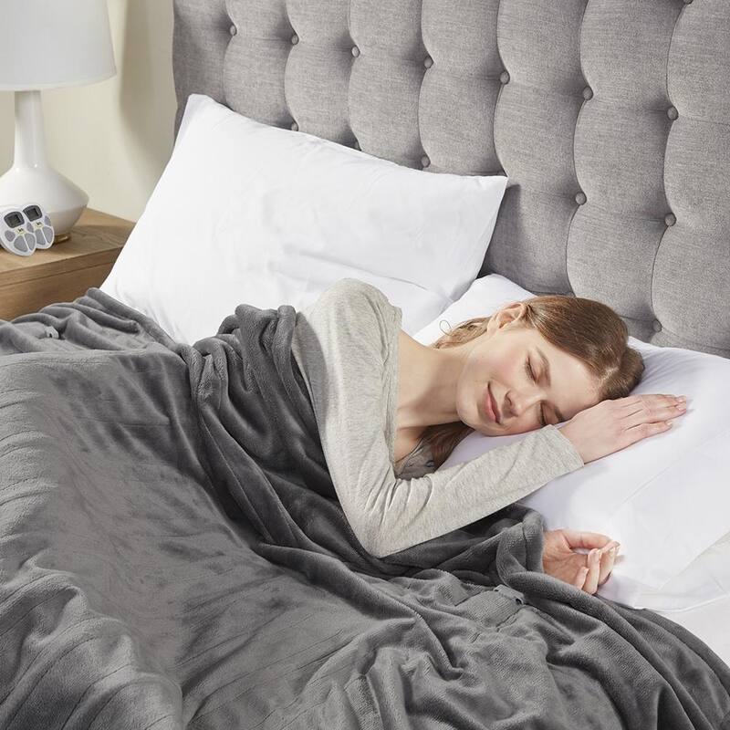Full Ultra Soft Heated Blanket Dark Grey Bed Bath & Beyond 40017154