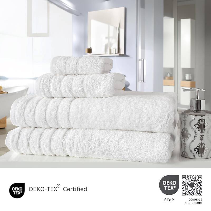 Classic Turkish Towels 4 Piece Cotton Towel Set, Absorbent Hotel & Spa