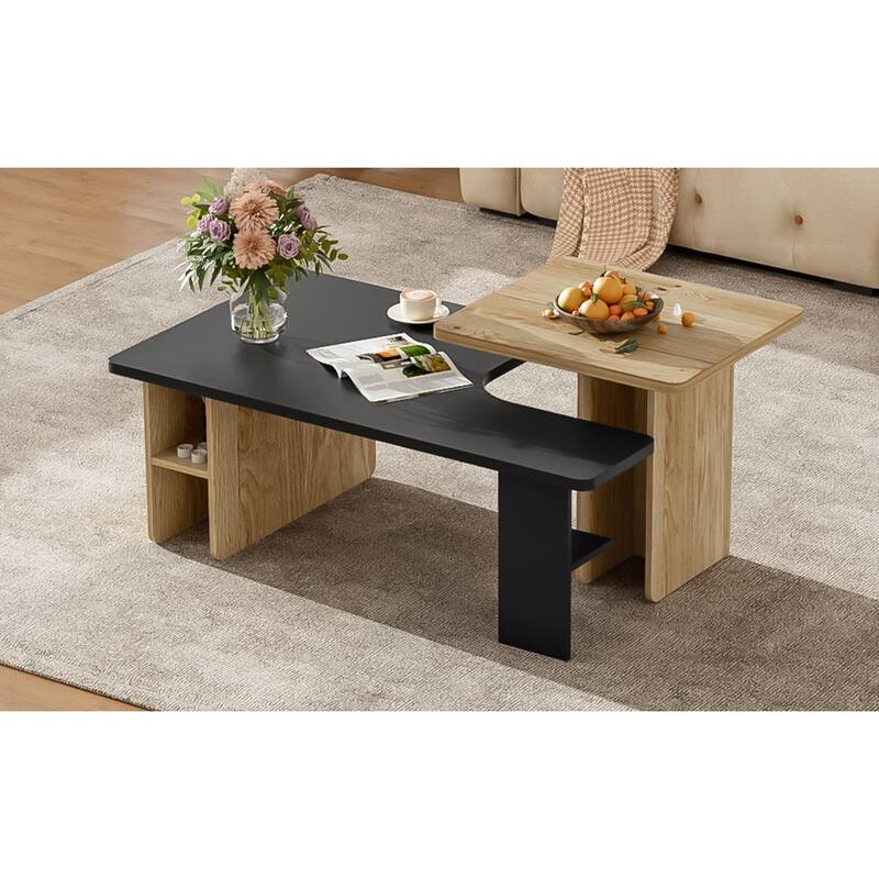 U-Can Set of 2 Nesting Coffee Tables with Durable Particle Board, Versatile and Stylish for Modern Living Rooms