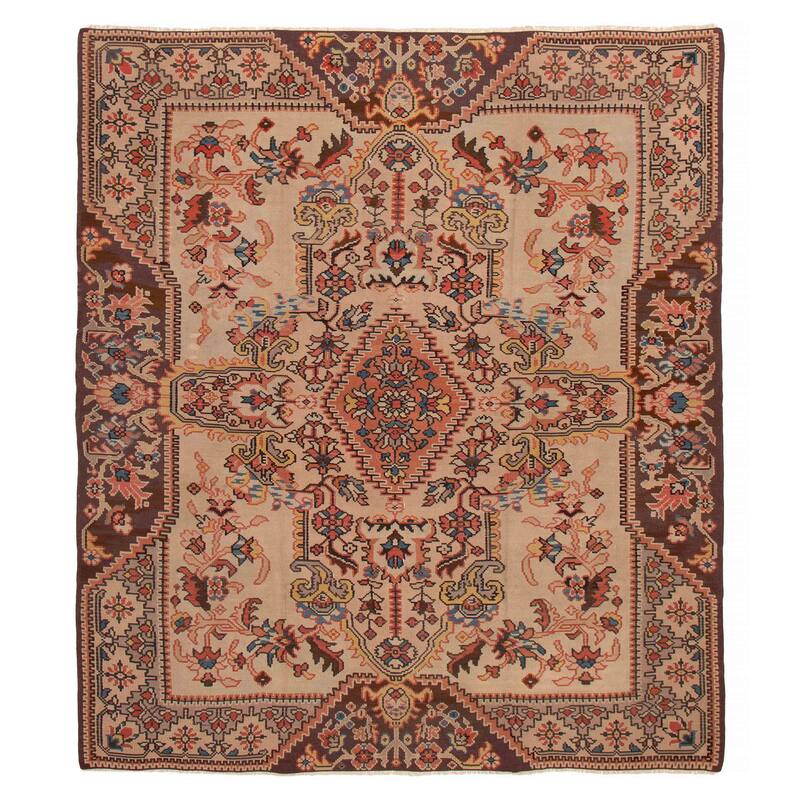 ECARPETGALLERY Flat-Weave Yoruk Beige Wool Kilim - 8'10 x 10'3 - Beige - 8'10 x 10'3