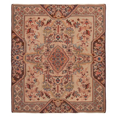 ECARPETGALLERY Flat-Weave Yoruk Beige Wool Kilim - 8'10 x 10'3