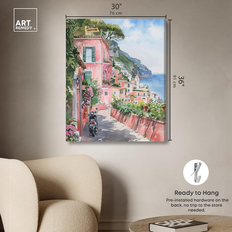 Lush Coastal Villa Canvas by Art Remedy, Gallery Wrapped