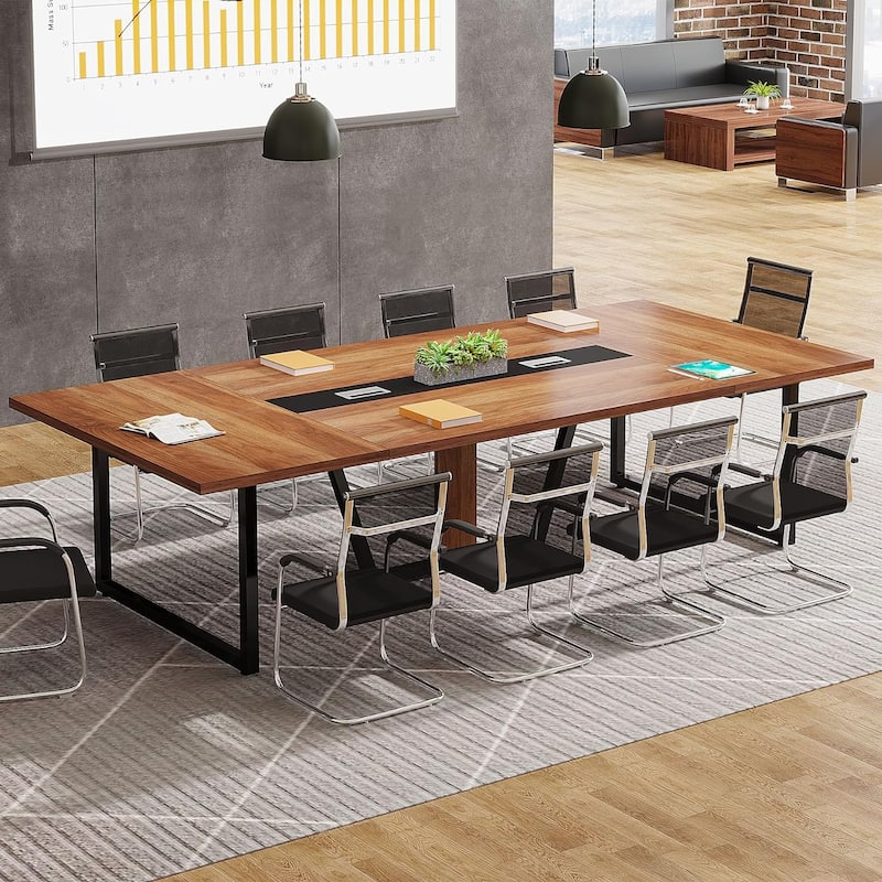 8FT Conference Table, Large Meeting Table for 10 People - Light Red Maple
