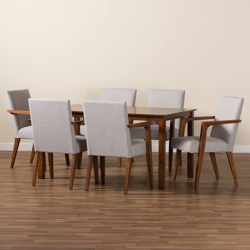 Glenda Mid-Century Modern 7-Piece Dining Set