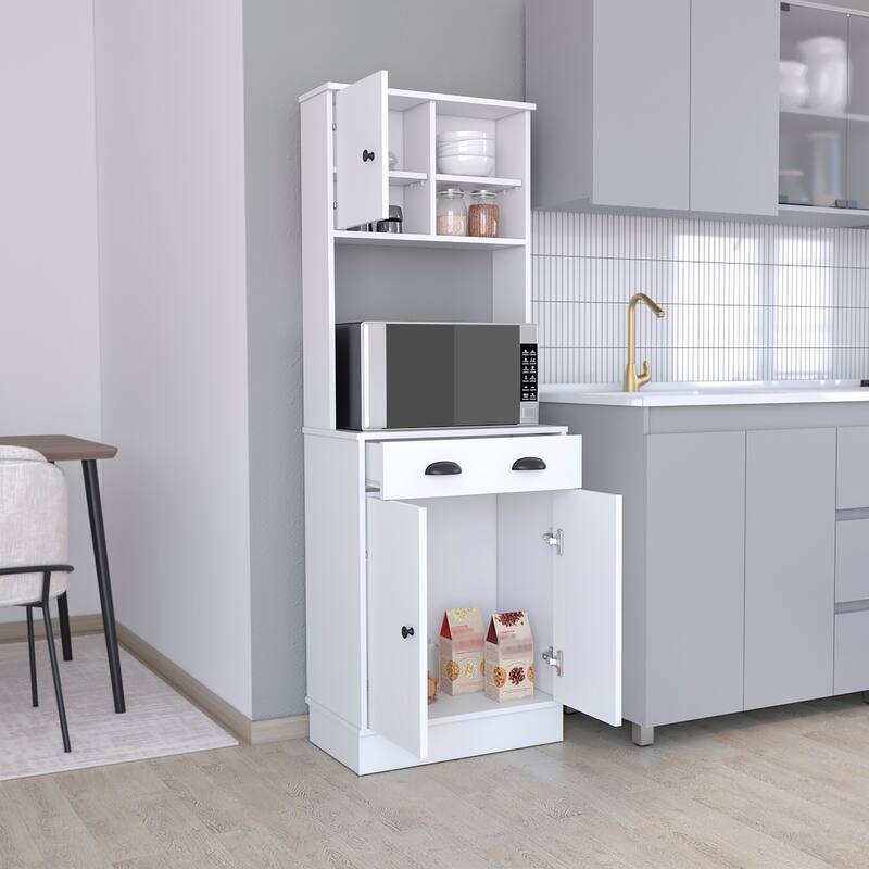 Kitchen Pantry with 3-Doors Storage Cabinet and Drawer for Kitchen, Living Room and Dinning