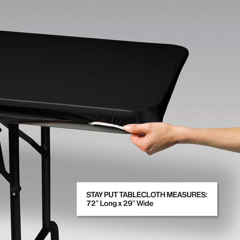 12 Black Stay Put Disposable Plastic Picnic Party Table Covers 72"