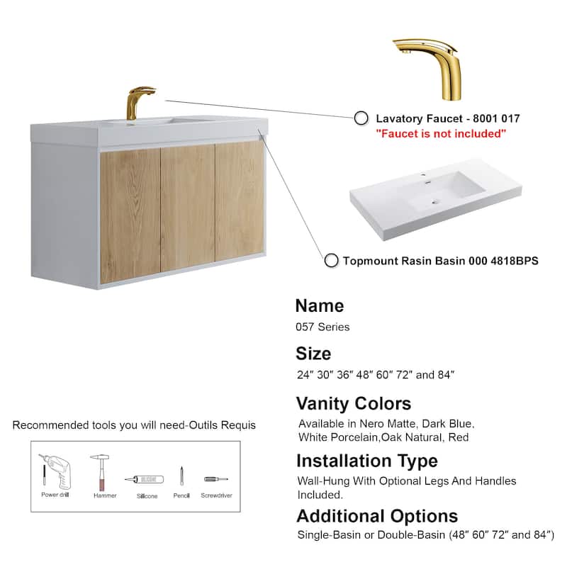Kennan 48" Single Bathroom Vanity Set with Rectangle Legs