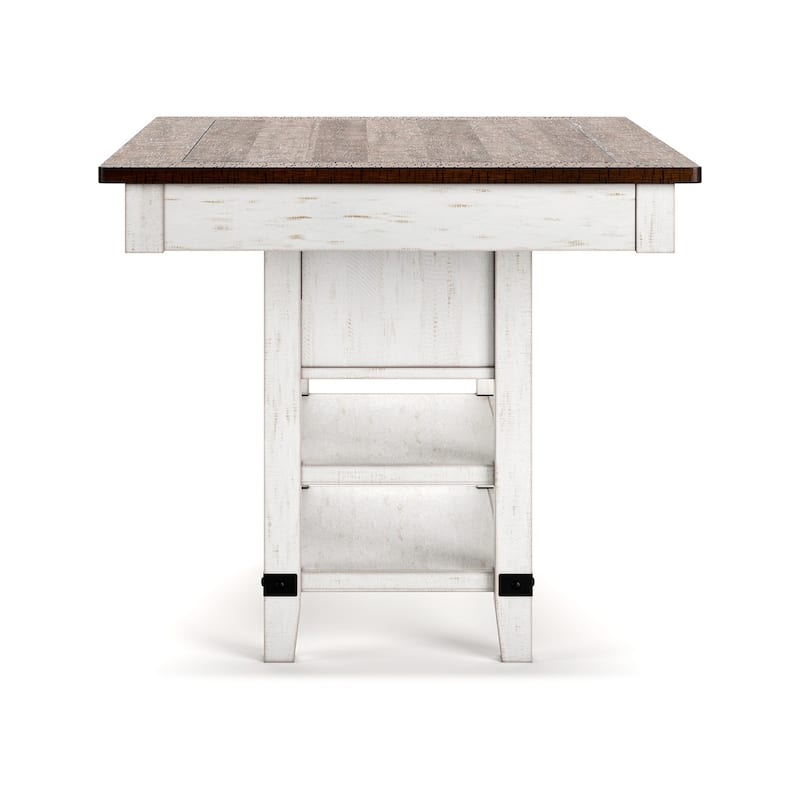 Cam 60 Inch Counter Height Dining Table, Contemporary Design, White, Brown