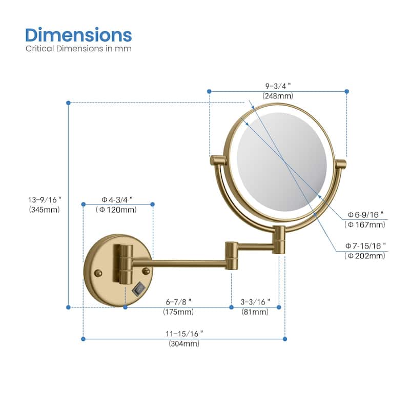Circular LED Wall Mount Magnifying Make Up Mirror