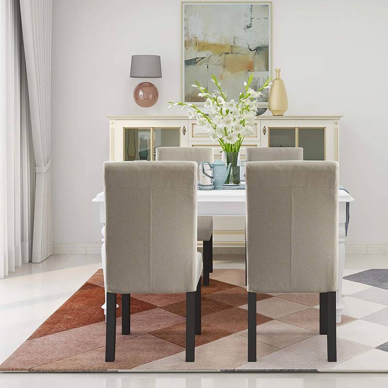 Copper Grove Elorza Tan Upholstered Solid Wood Armless Accent Chairs (Set of 2) - 18.5 X 18 X 36