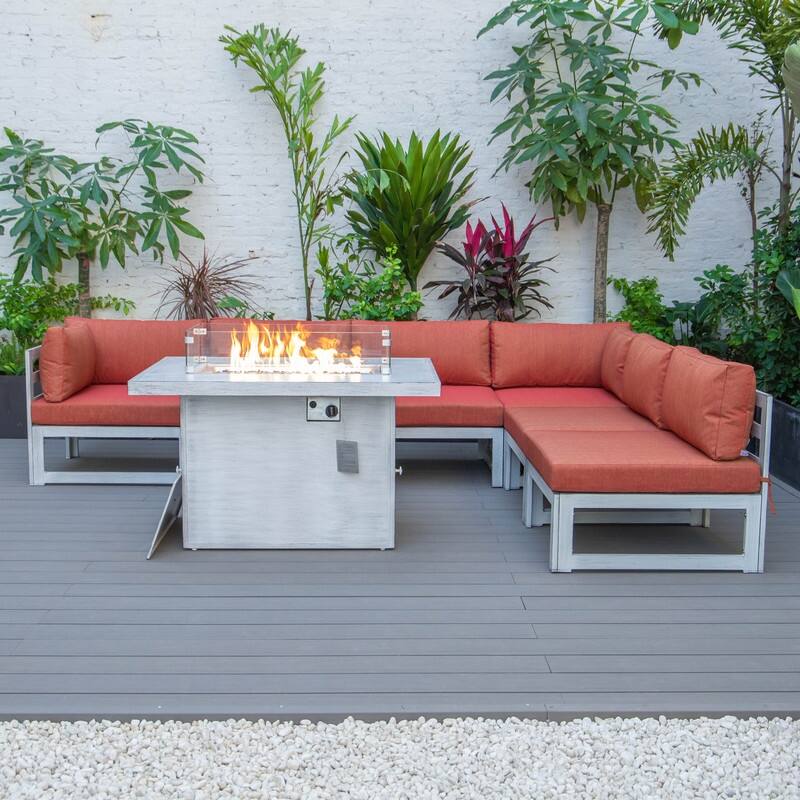 Chelsea Modern 7-Piece Aluminum Patio Conversation Set - Rust-Resistant, UV-Protected Cushions & Convertible Table Lid