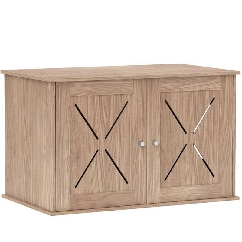 Walnut Cat Litter Box Enclosure with Side Access Door and Ventilated Front for Privacy