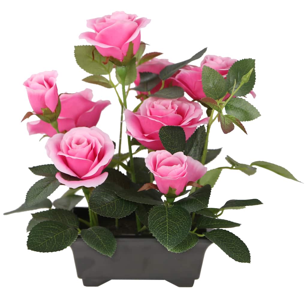 National Tree Company 10 in. Potted Pink Rose Flowers