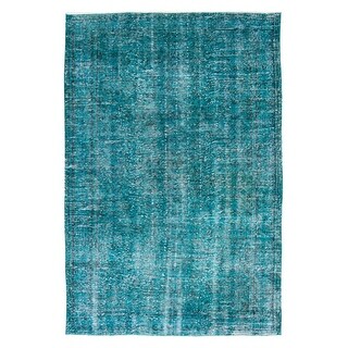 Turquoise Rug Texture ECARPETGALLERY Hand-knotted Color Transition Turquoise Wool Rug - 5'8 x ...