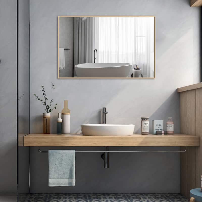 Modern Rectangle Framed Bathroom Vanity Mirror Accent Wall Mirror