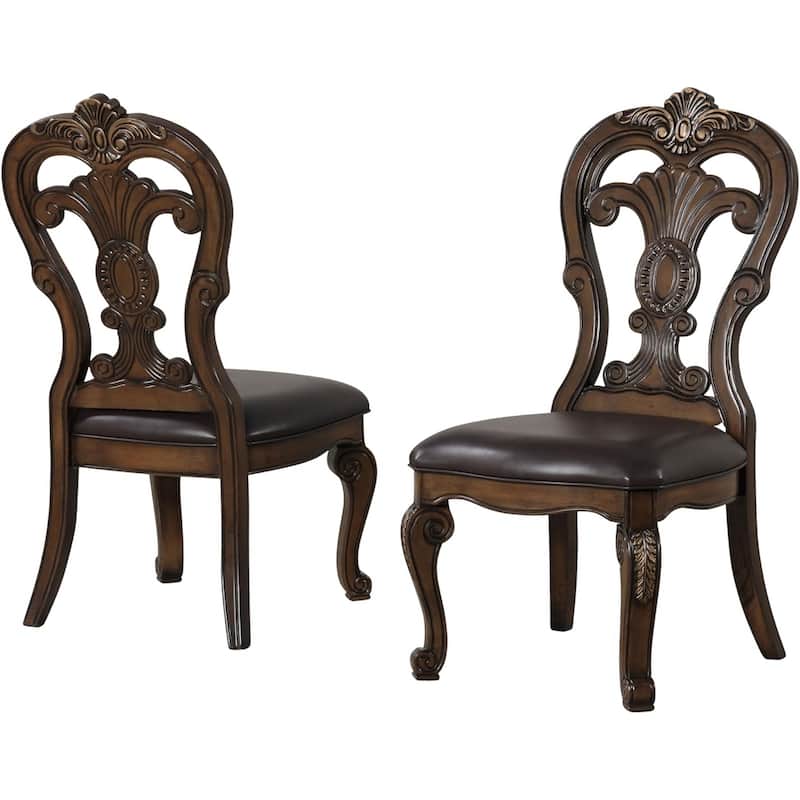 Royal Dark Brown Finish Dining Side Chairs Set