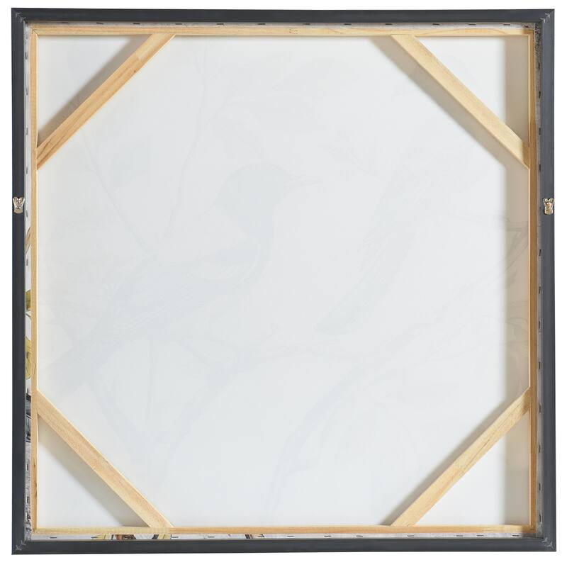 StyleCraft Birdsong I Hand-Embellished Framed Canvas Wall Art - 32" x 32"