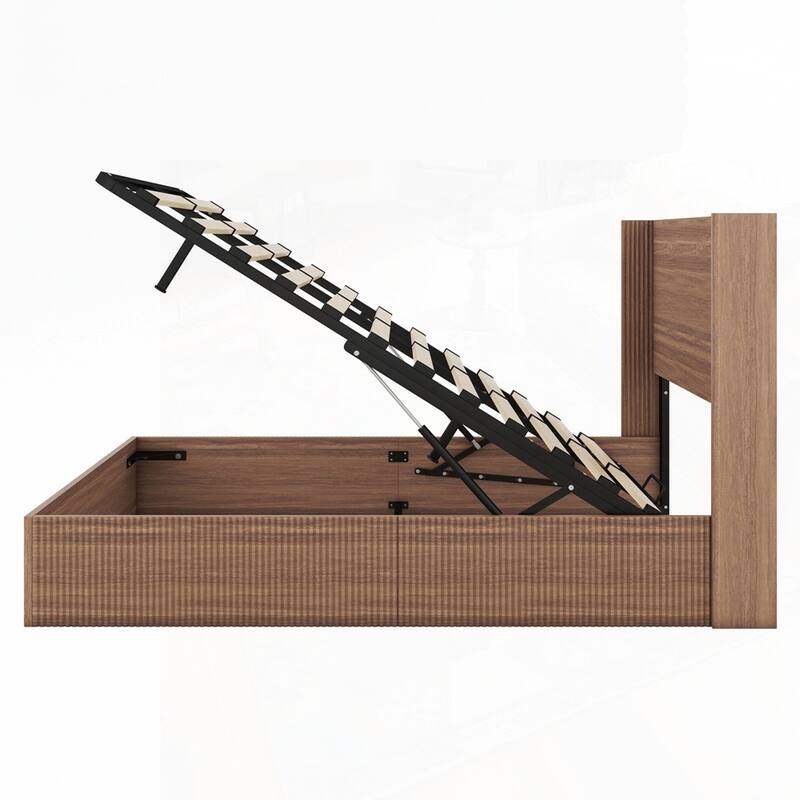 Large grooved undulating lift storage bed frame