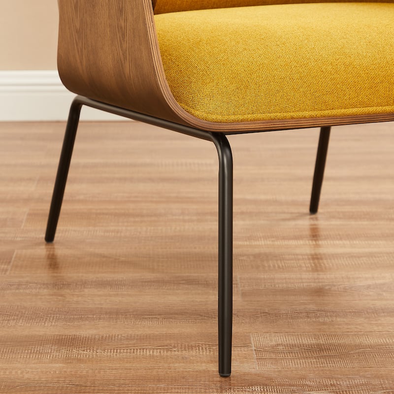 Art Leon Mid-Century Modern Fabric and Wood Accent Arm Chair