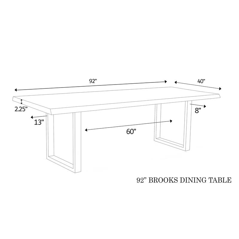 Urbia Brooks Solid Acacia Dining Table - U Base