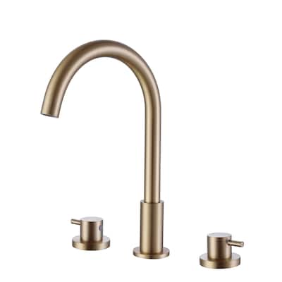8 in. Widespread Double Handle Bathroom Faucet in Brushed Gold