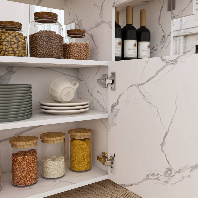 Multi-Functional Folding Table with Storage & Wheels - 47 Inch Compact Dining Desk for Small Spaces, Kitchen, Dorm, Office