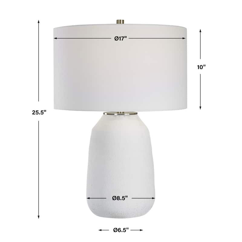 Rounded Base Ceramic Table Lamp with Drum Shade - 25.5" - Matte White