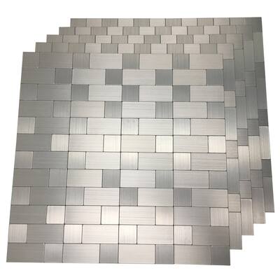 Art3d 12"x12" Peel and Stick Metal Tile-Aluminium Silver