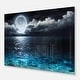 preview thumbnail 2 of 11, Romantic Full Moon Over Sea - Seascape Photo Glossy Metal Wall Art