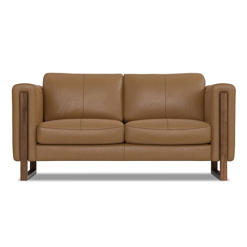 WYNDENHALL Hillcrest Modern, Contemporary 62 inch Wide Sofa in Genuine Leather