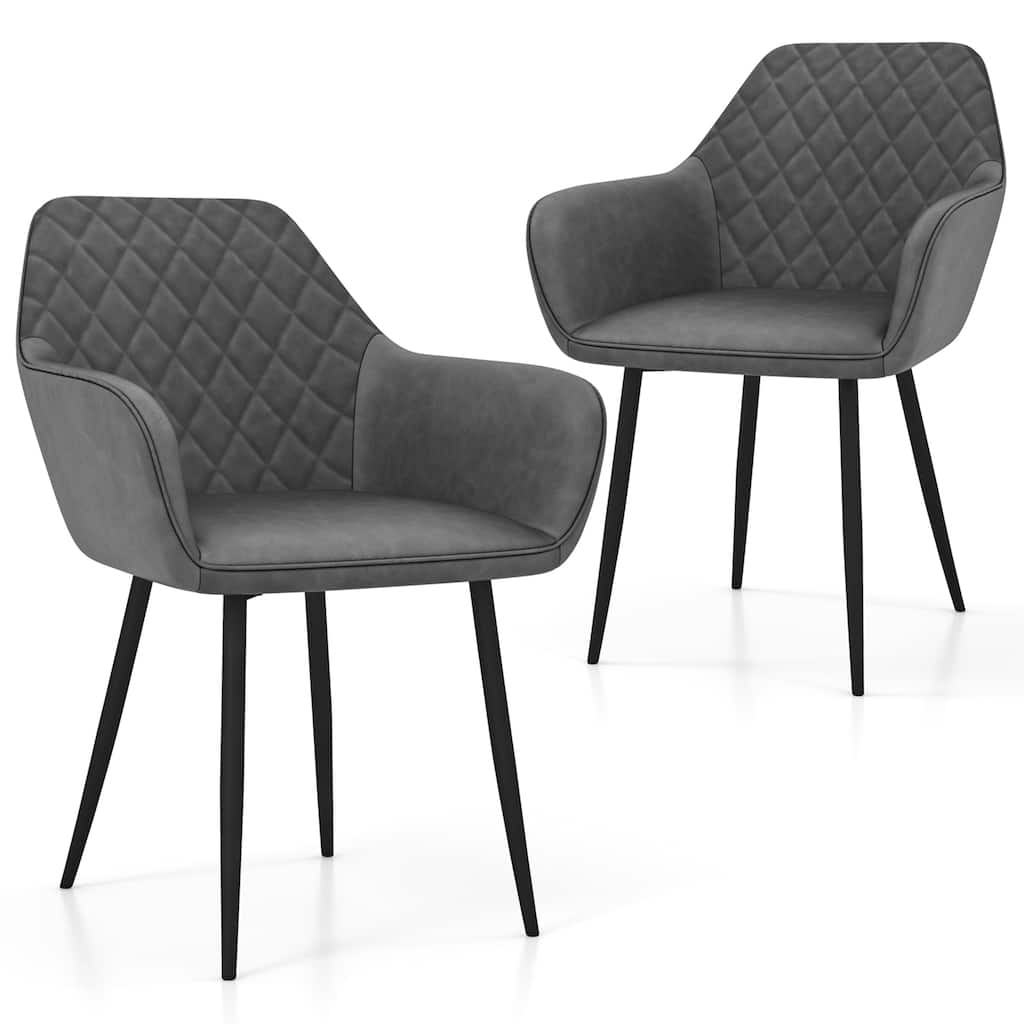 Gymax Leisure Dining Chair Set of 2 Upholstered Accent Chairs w/