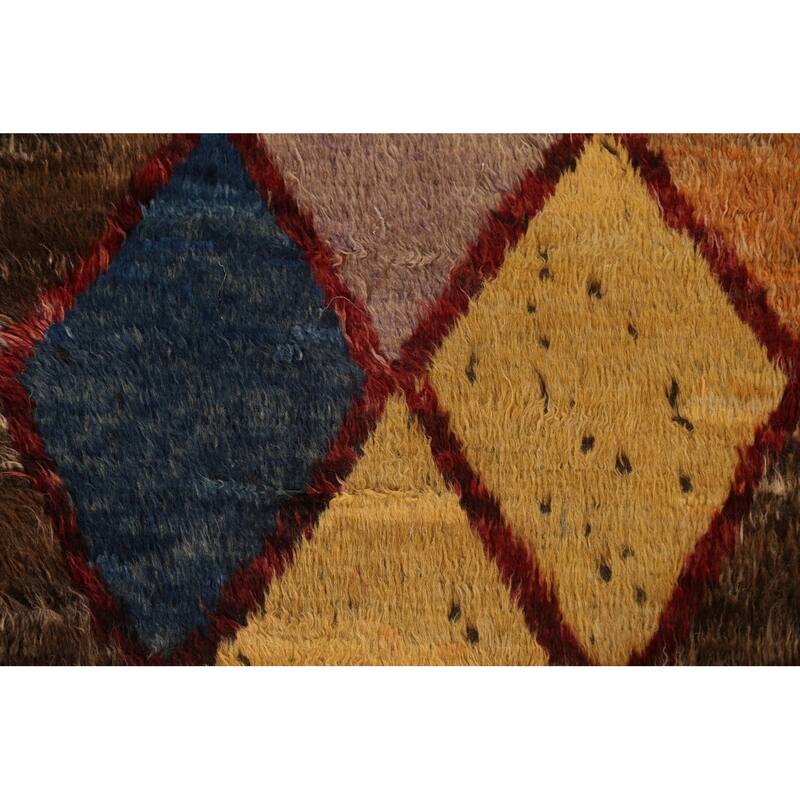 Hand Knotted Oriental 100% Wool Carpet Tribal Trellis Brown Moroccan Area Rug - 9' 4'' X 6' 11''