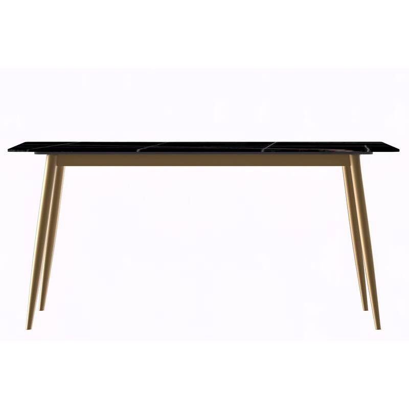 Zayle Dining Table with a 71" Rectangular Top and Gold Steel Base