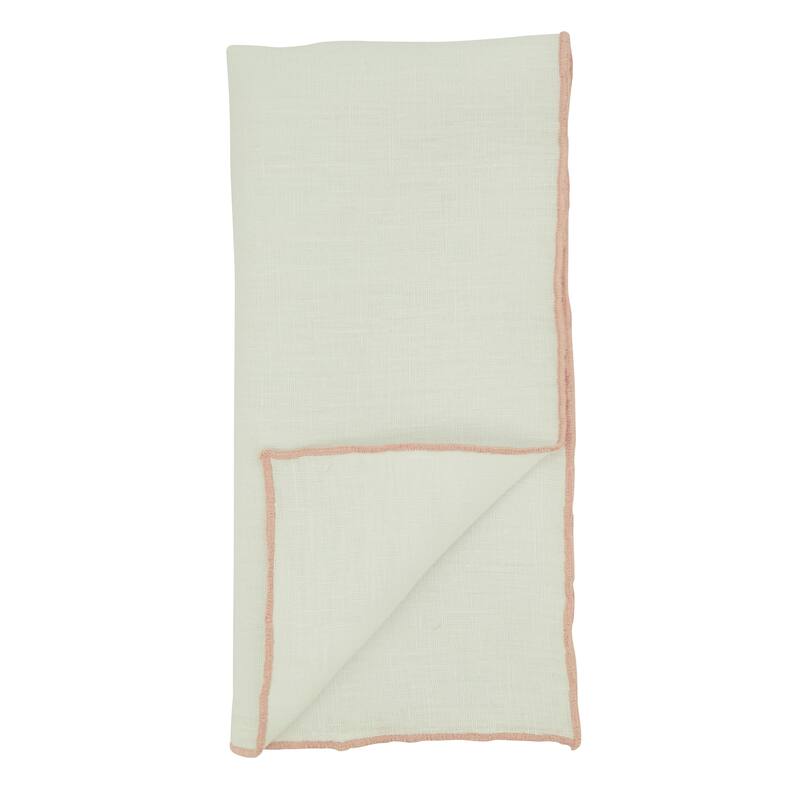 Stonewashed Linen Napkins With Stitched Border Design (Set of 4)