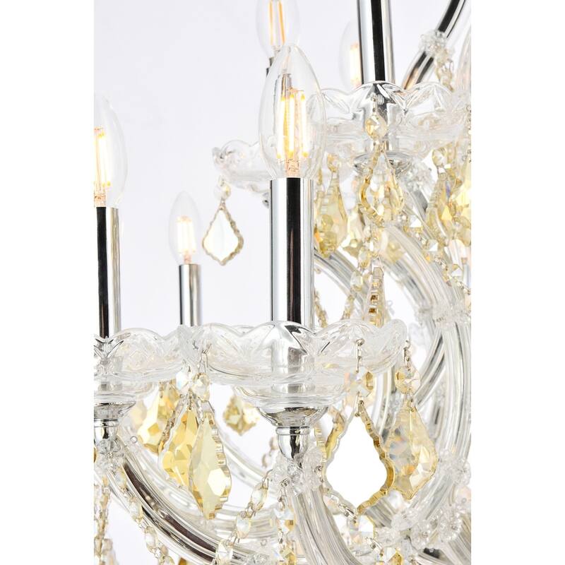 Indigo Home 24 light Chrome Chandelier Golden Teak (Smoky) Royal Cut Crystal